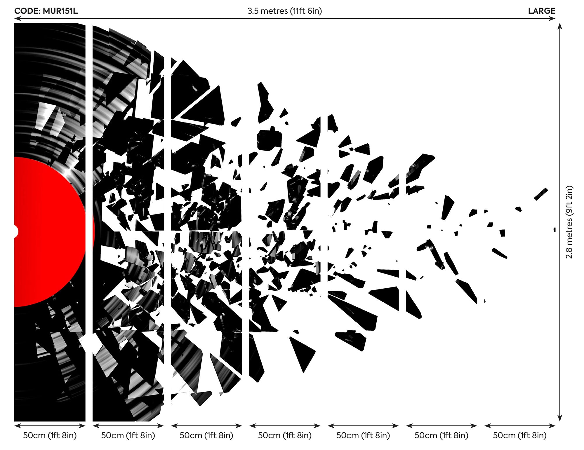 Smashed Vinyl Monochrome Mural (Large) by Origin Murals