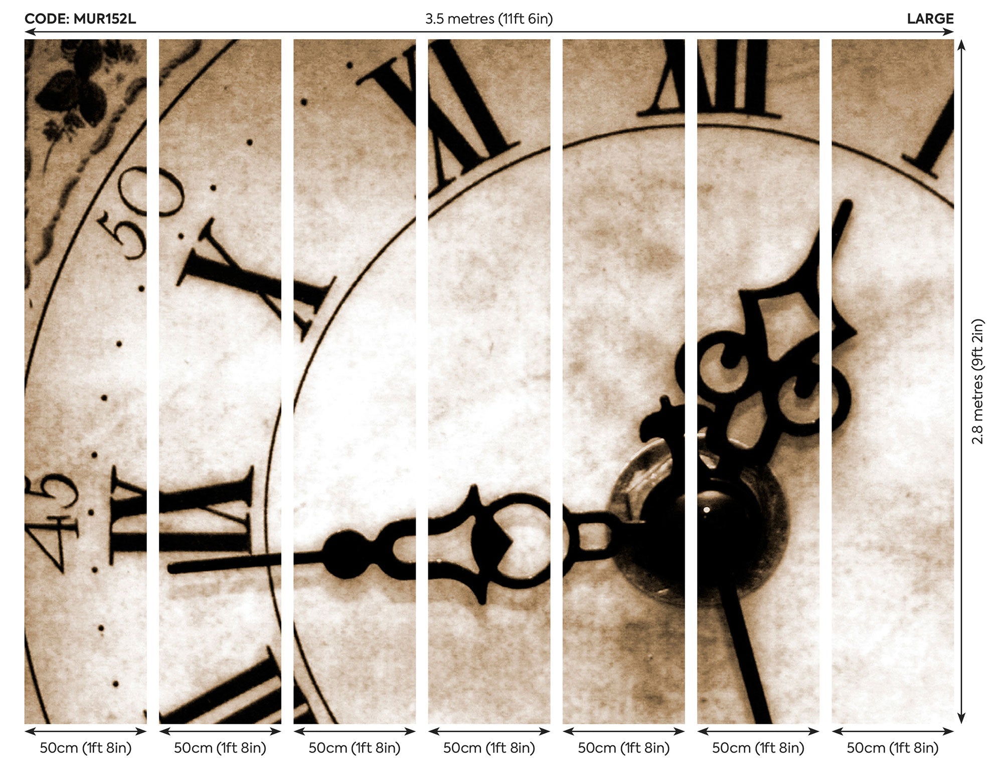 Timepiece Sepia Mural (Large) by Origin Murals