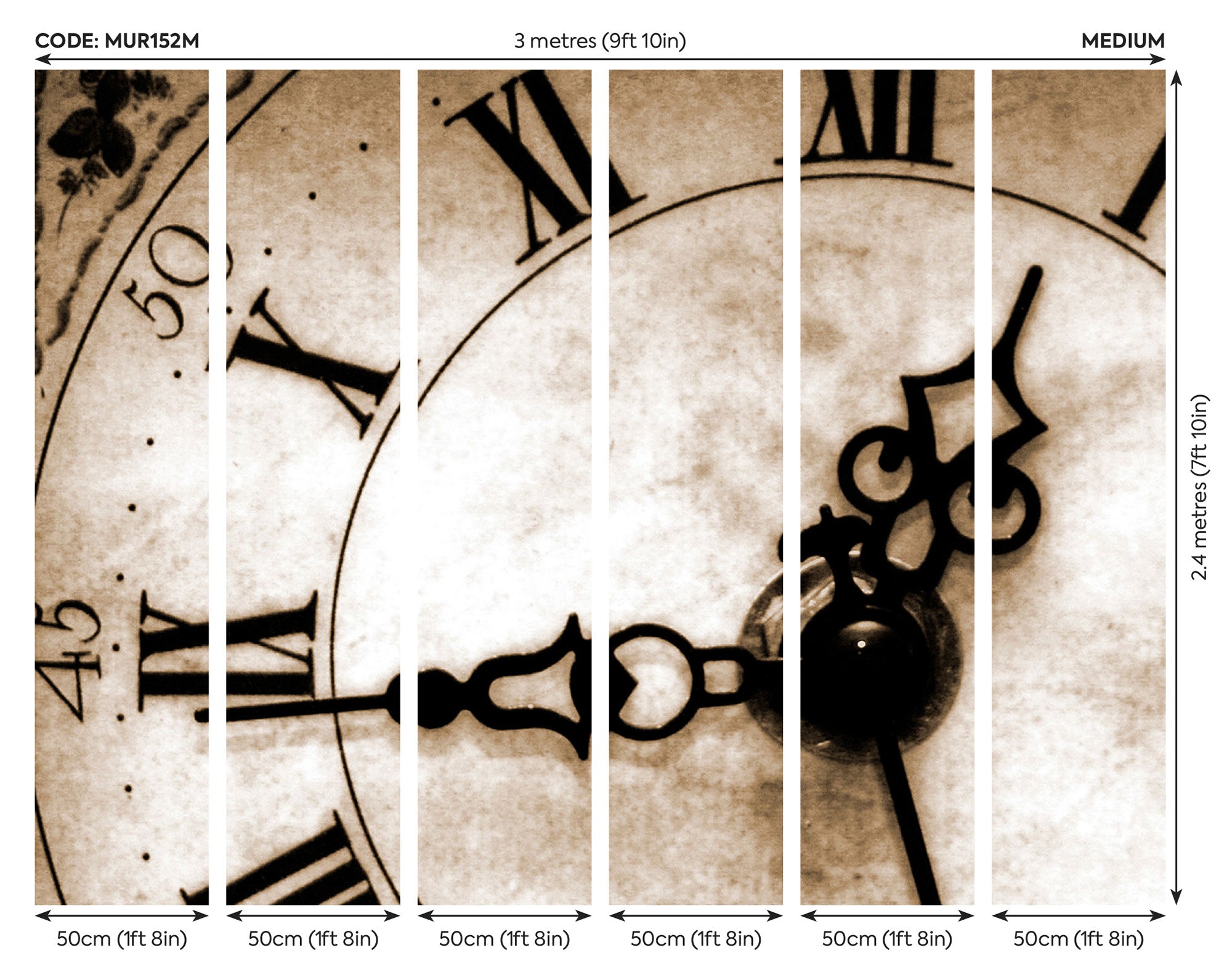 Timepiece Sepia Mural (Medium) by Origin Murals
