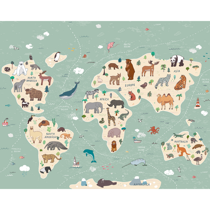 Children'S World Map Multi Mural (Medium) by Origin Murals