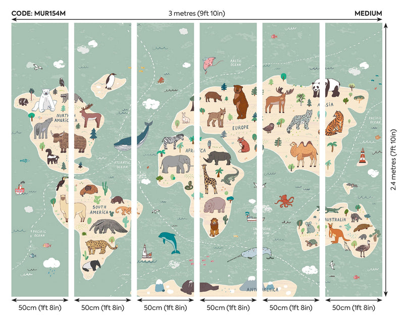 Children'S World Map Multi Mural (Medium) by Origin Murals