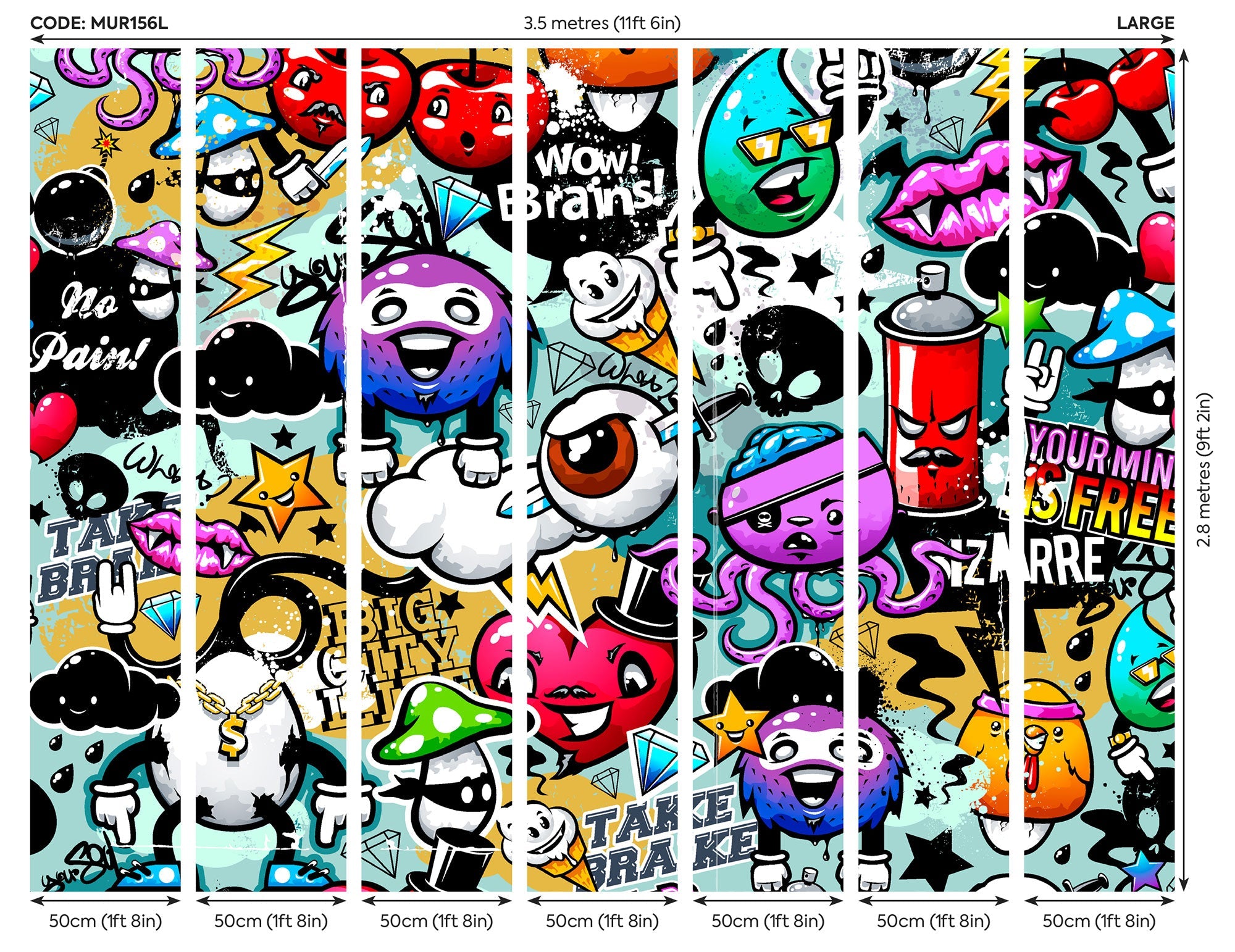Graffiti Monster Multi Mural (Large) by Origin Murals