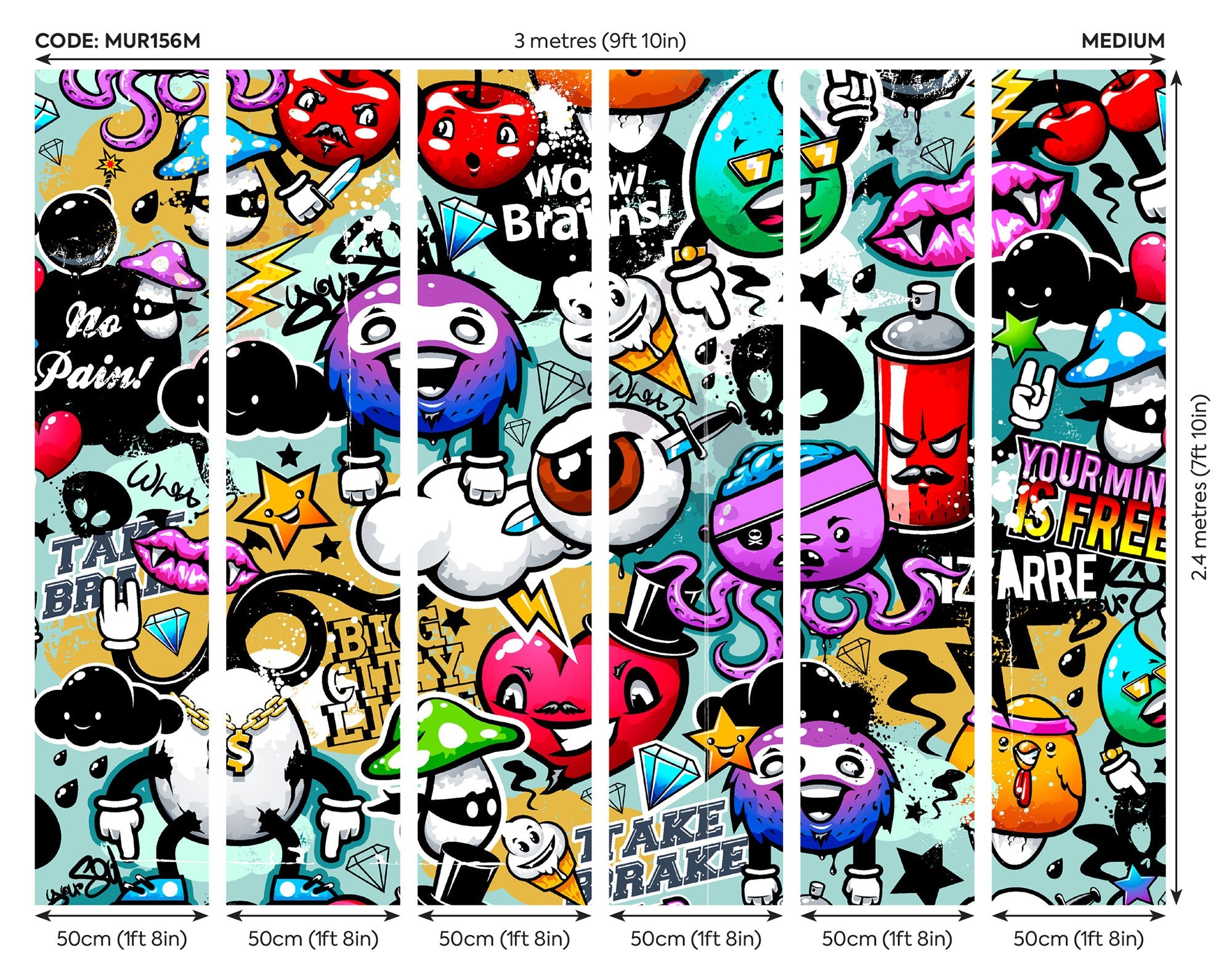 Graffiti Monster Multi Mural (Medium) by Origin Murals