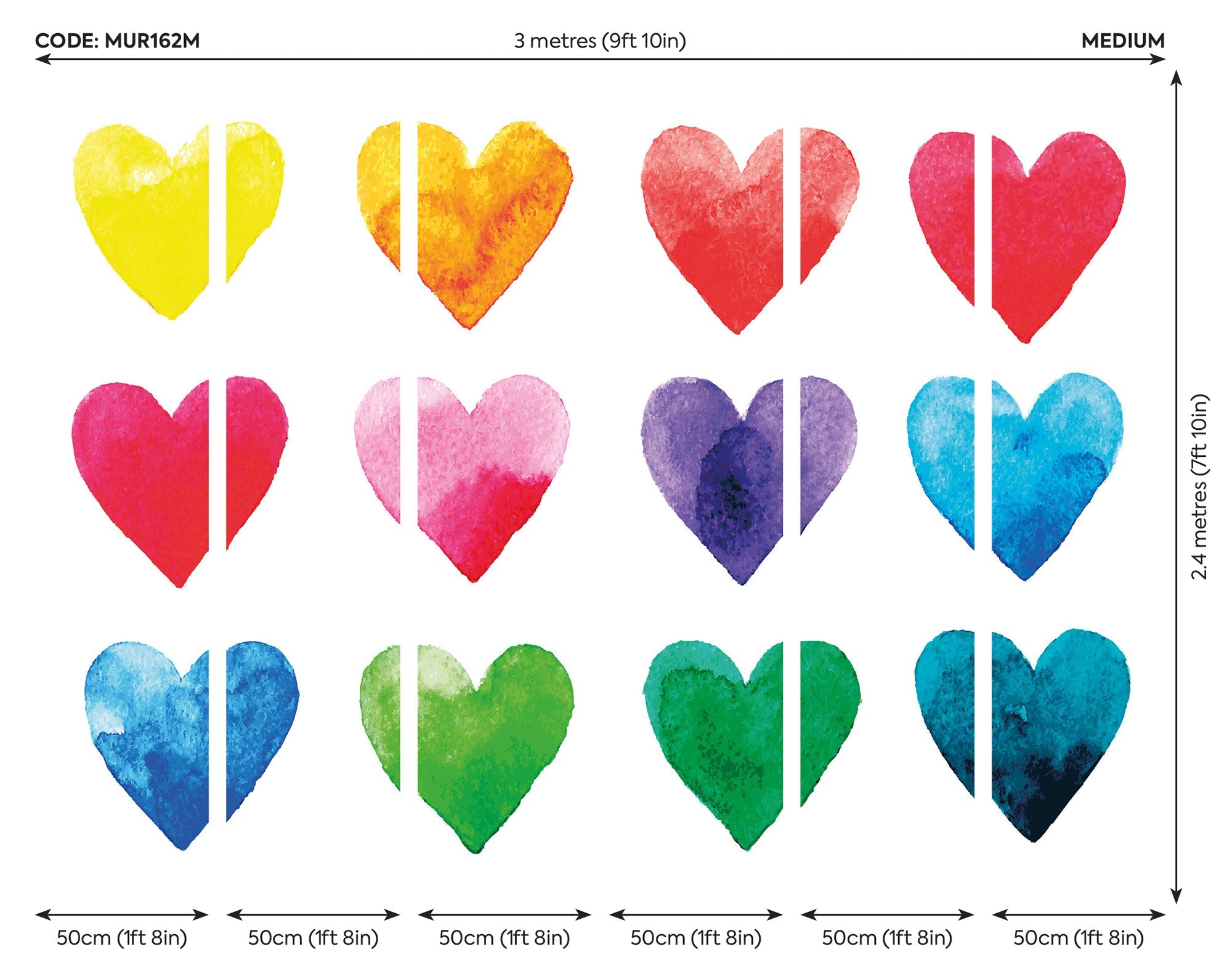 Colour My Heart Multi Mural (Medium) by Origin Murals