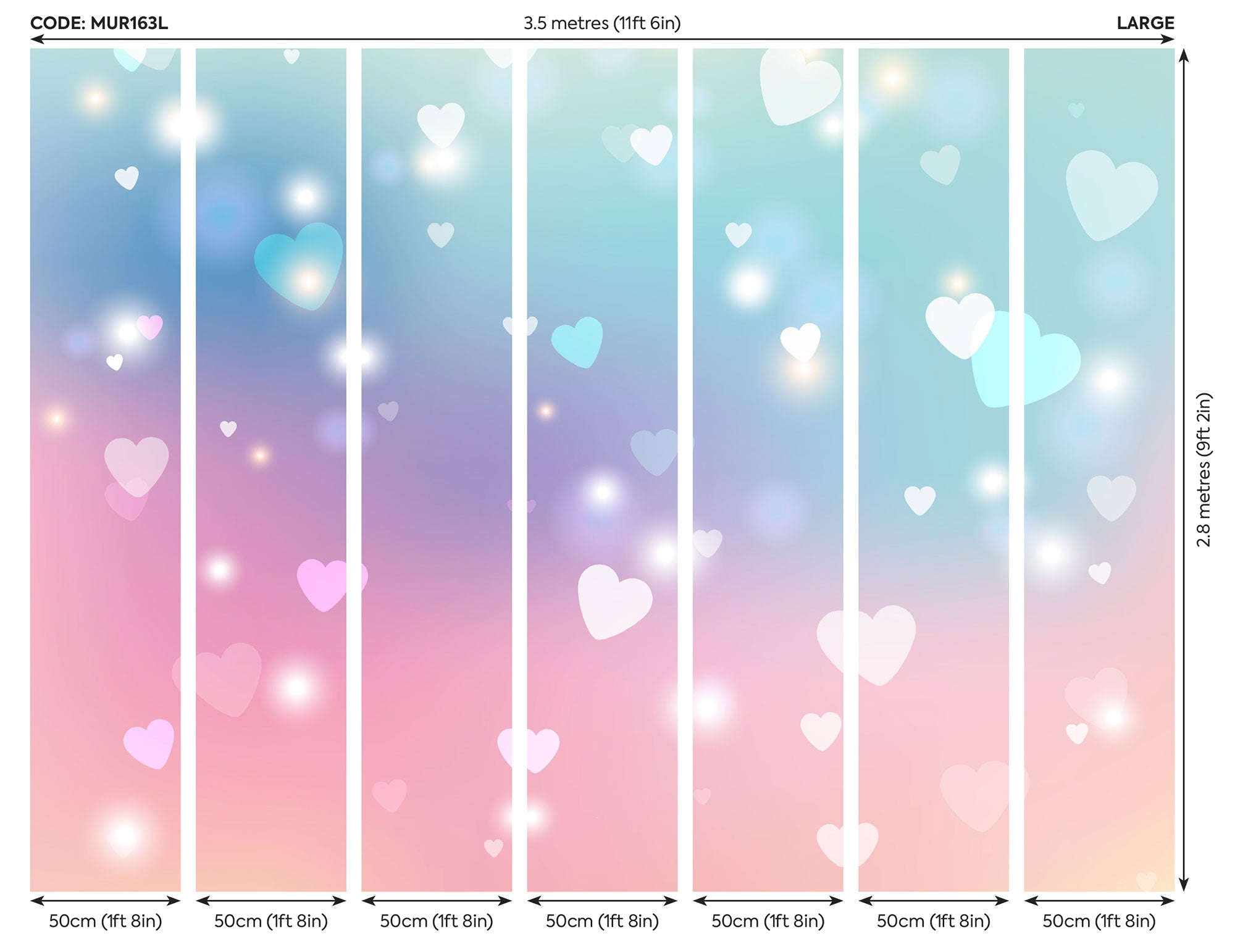 Sweet Hearts Pastel Mural (Large) by Origin Murals
