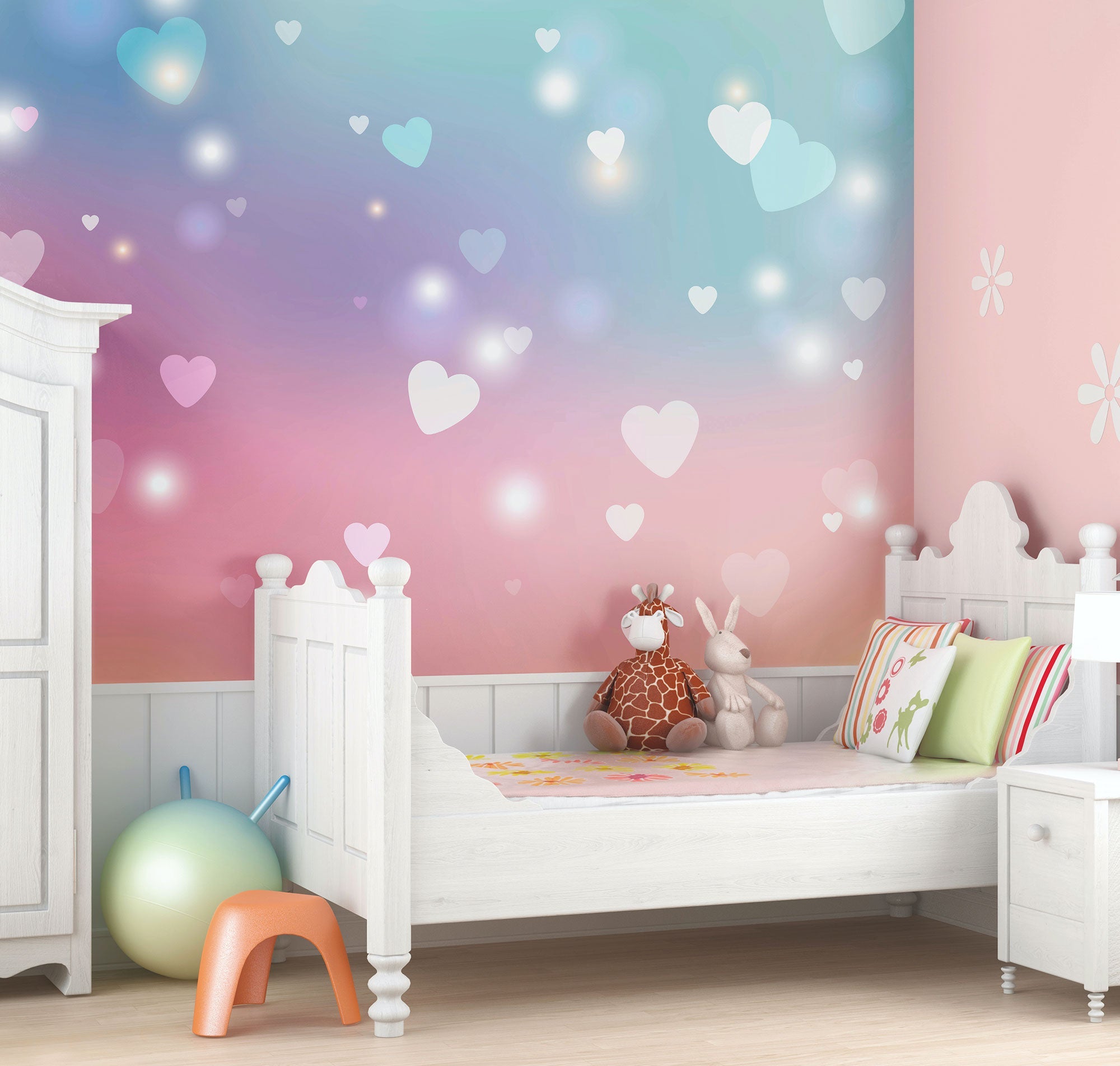 Sweet Hearts Pastel Mural (Medium) by Origin Murals