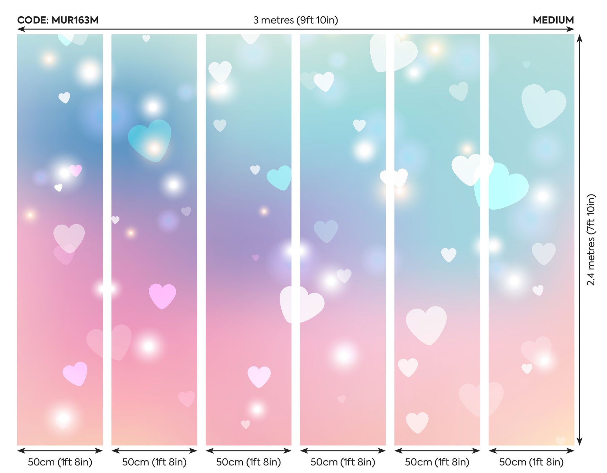 Sweet Hearts Pastel Mural (Medium) by Origin Murals