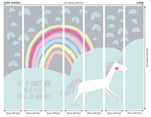 Rainbow Unicorn Mint & Grey Mural (Large) by Origin Murals