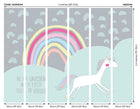 Rainbow Unicorn Mint & Grey Mural (Medium) by Origin Murals