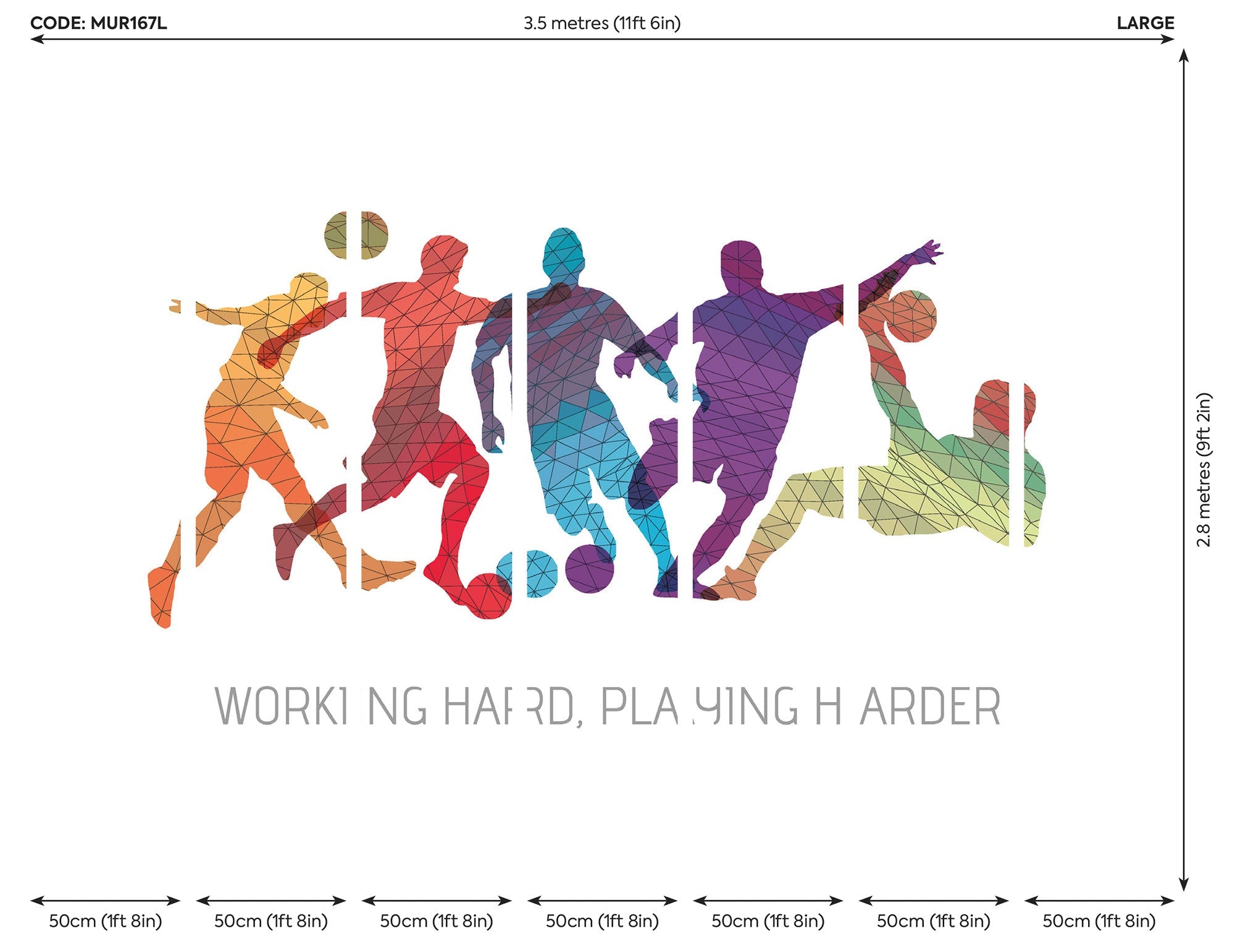 Geo Footballers Multi Mural (Large) by Origin Murals