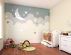 Nighttime Children'S Sky Dove Grey Mural (Large) by Origin Murals