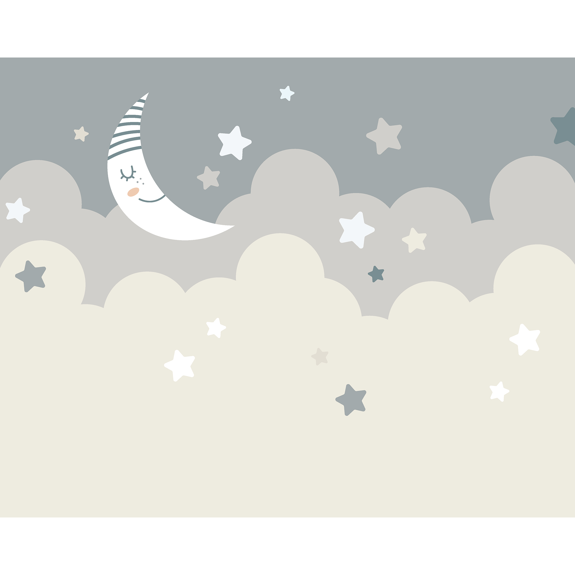 Nighttime Children'S Sky Dove Grey Mural (Medium) by Origin Murals