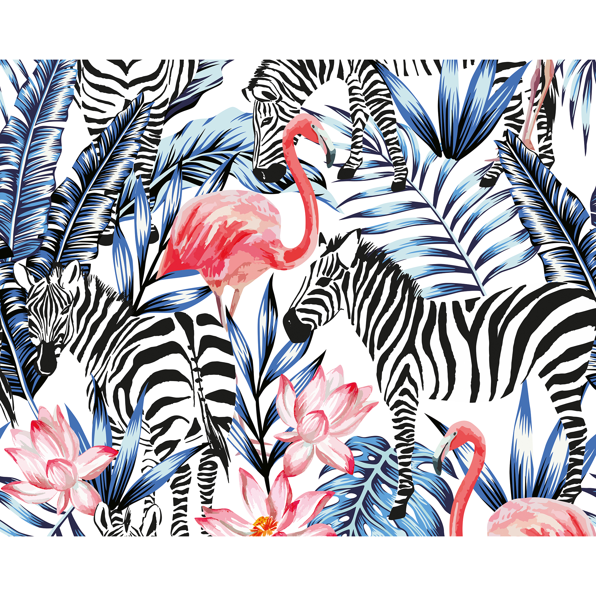 Zemingo Cobalt & Coral Mural (Large) by Origin Murals
