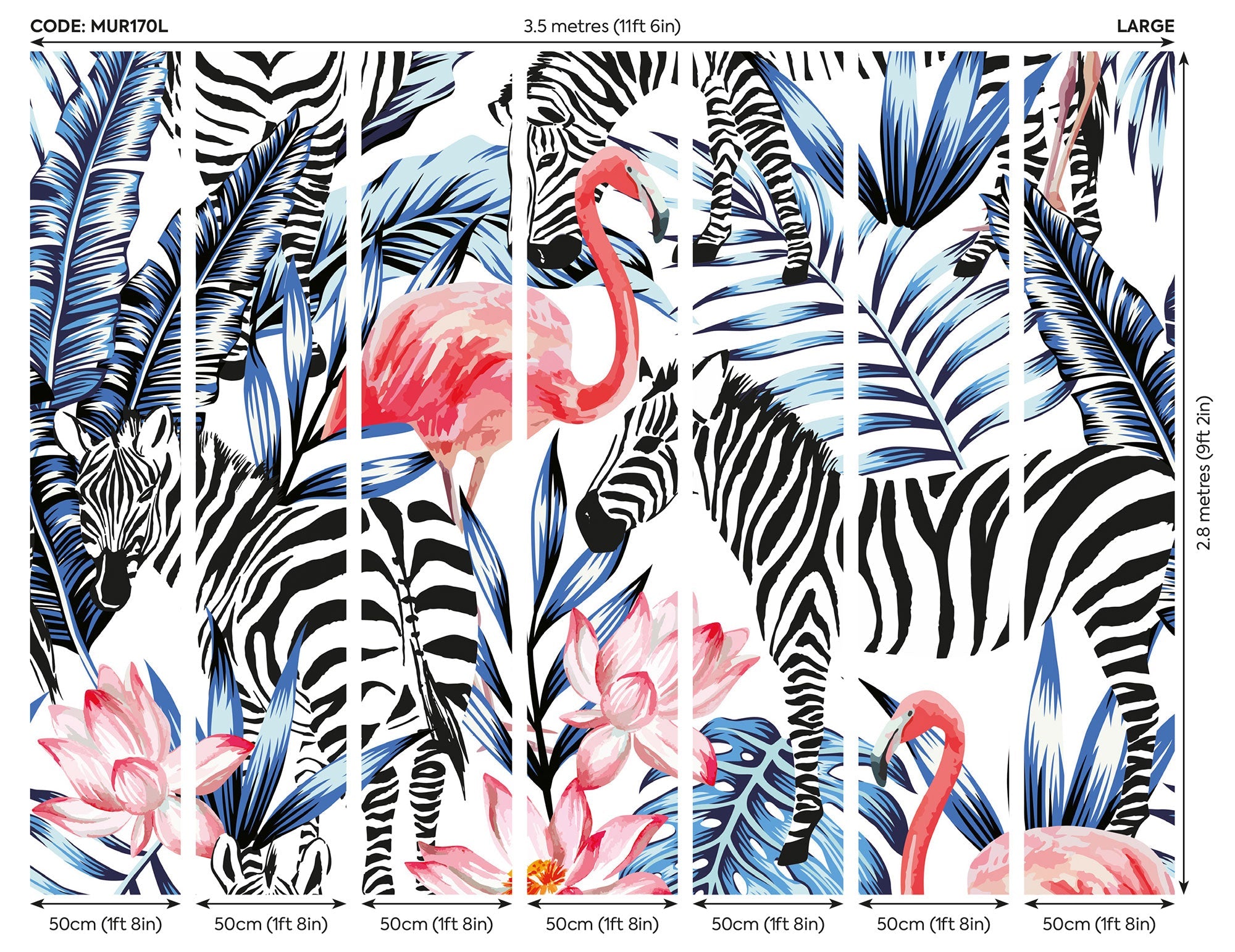 Zemingo Cobalt & Coral Mural (Large) by Origin Murals