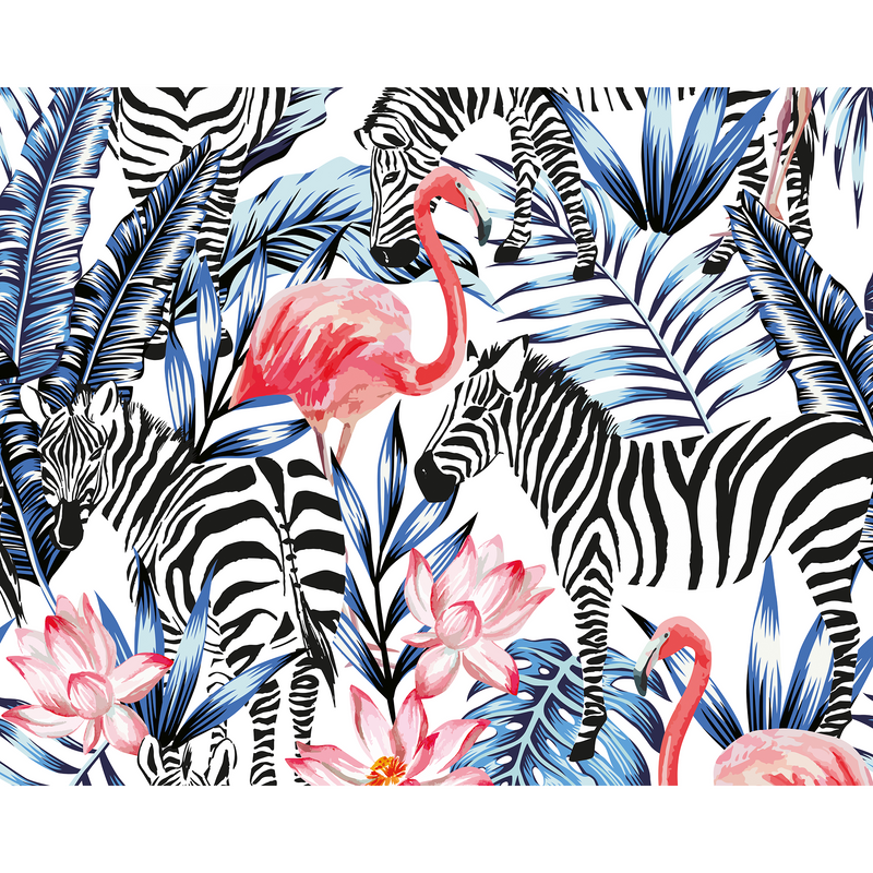 Zemingo Cobalt & Coral Mural (Medium) by Origin Murals