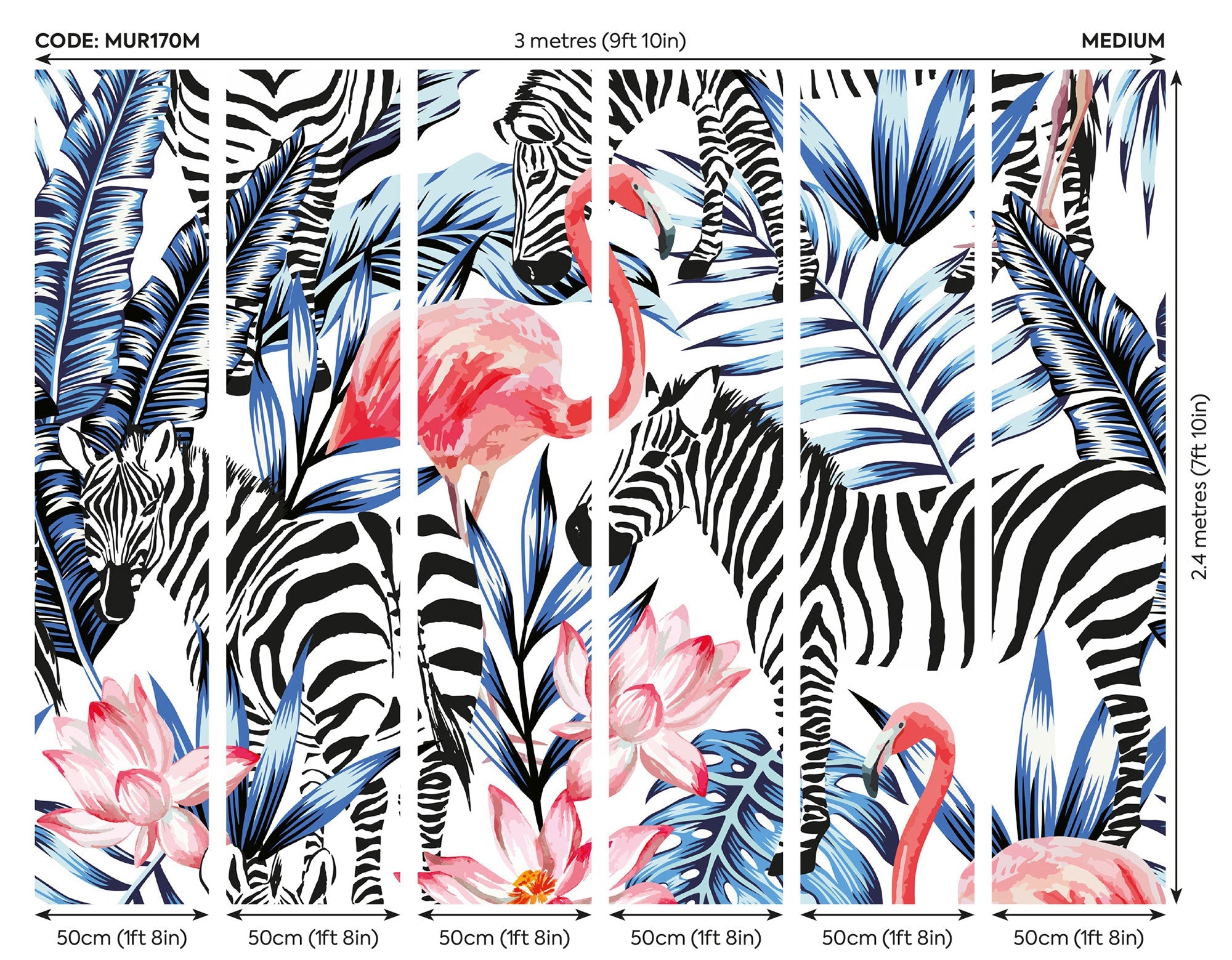 Zemingo Cobalt & Coral Mural (Medium) by Origin Murals