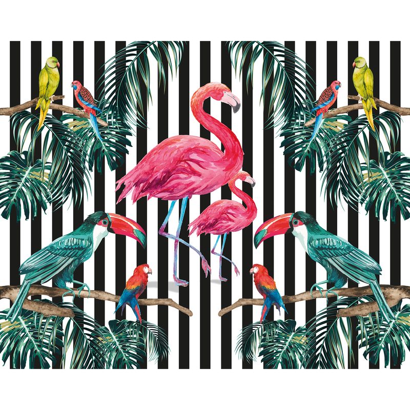 Flamingo Stripe Multi Mural (Medium) by Origin Murals
