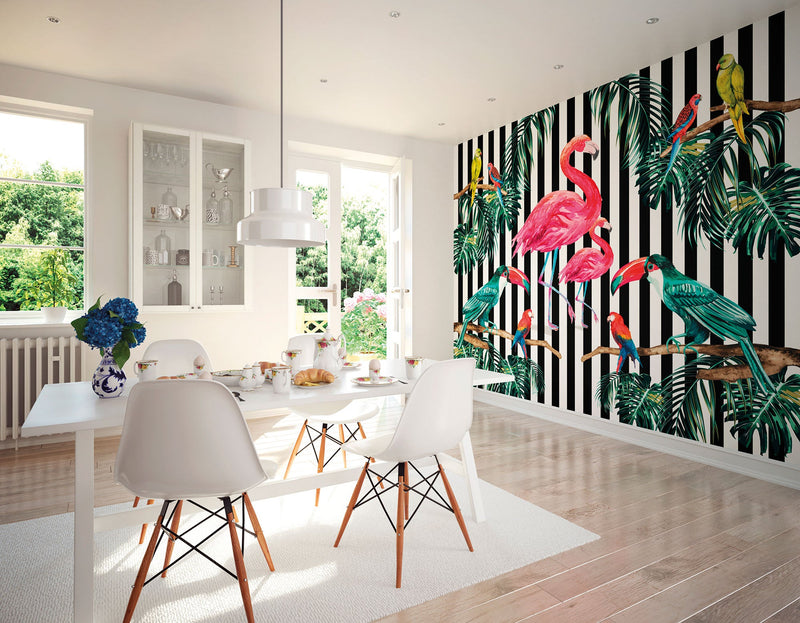 Flamingo Stripe Multi Mural (Medium) by Origin Murals
