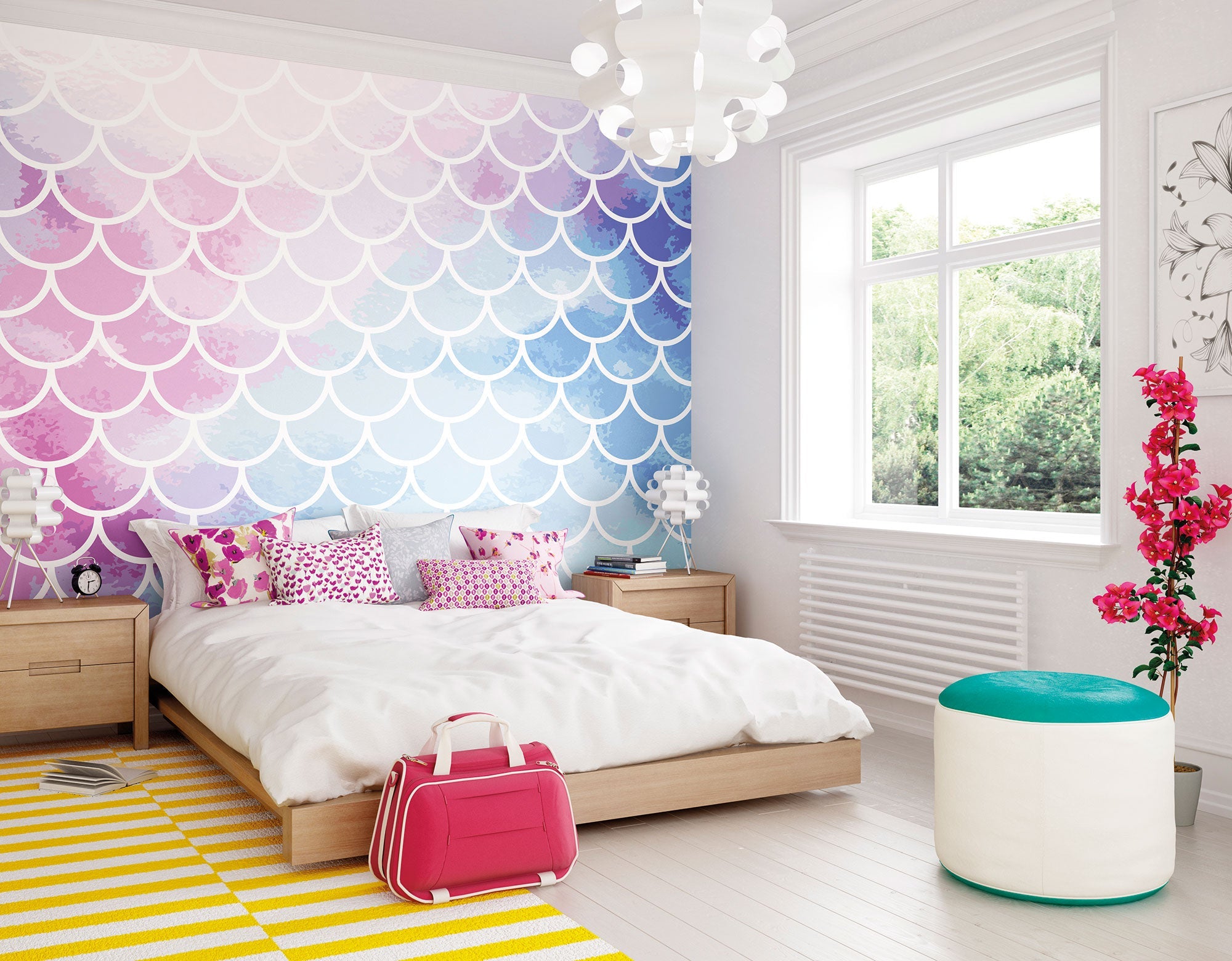 Watercolour Mermaid Scales Pastel Mural (Large) by Origin Murals