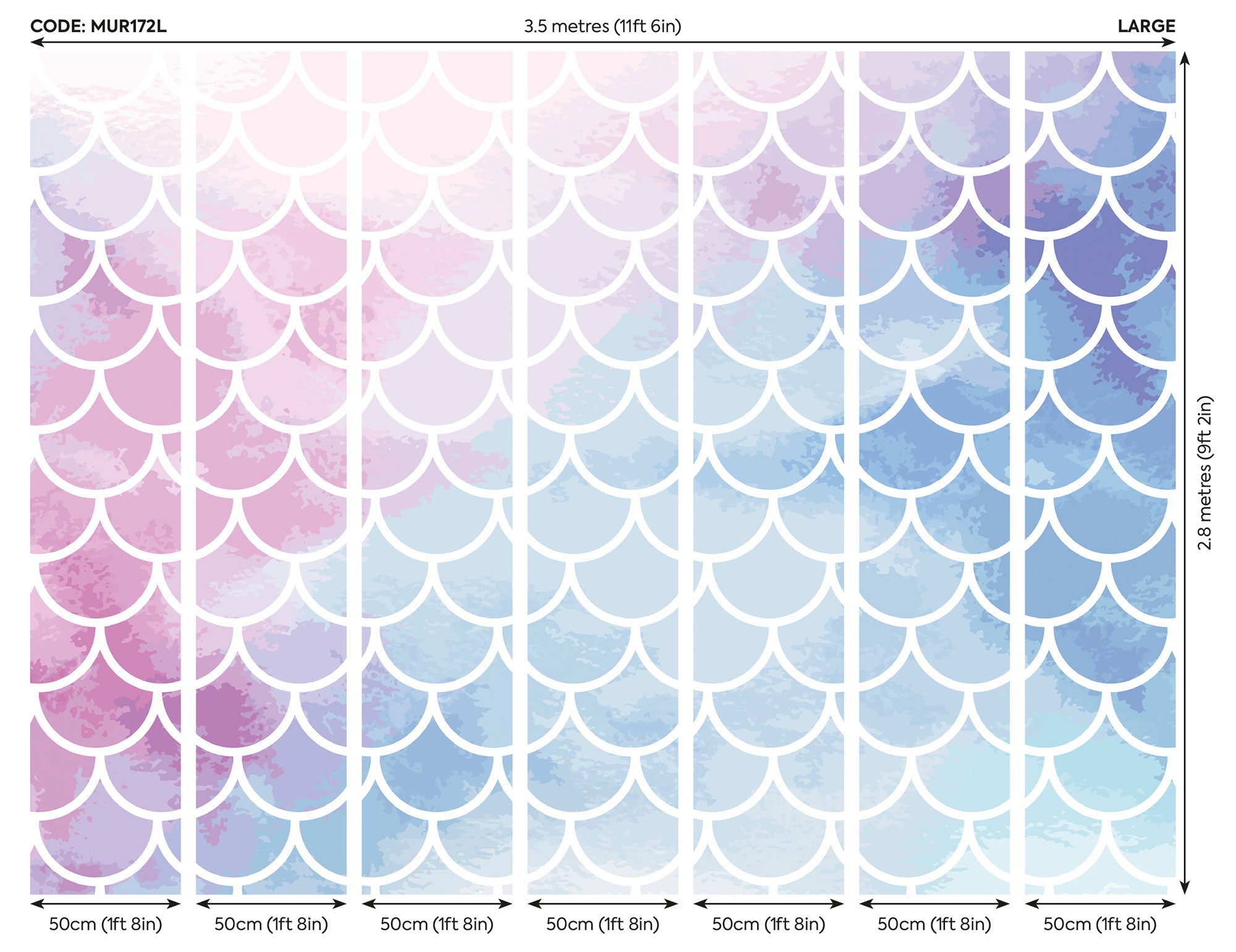 Watercolour Mermaid Scales Pastel Mural (Large) by Origin Murals