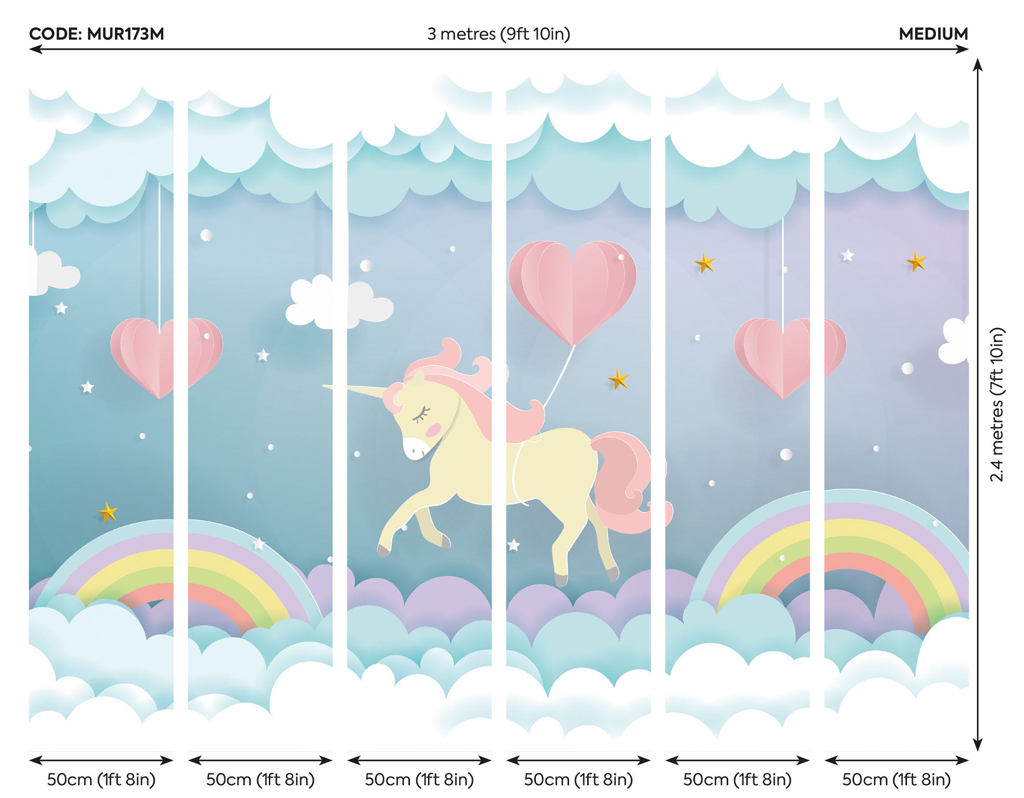 Unicorn Dream Pastel Mural (Medium) by Origin Murals