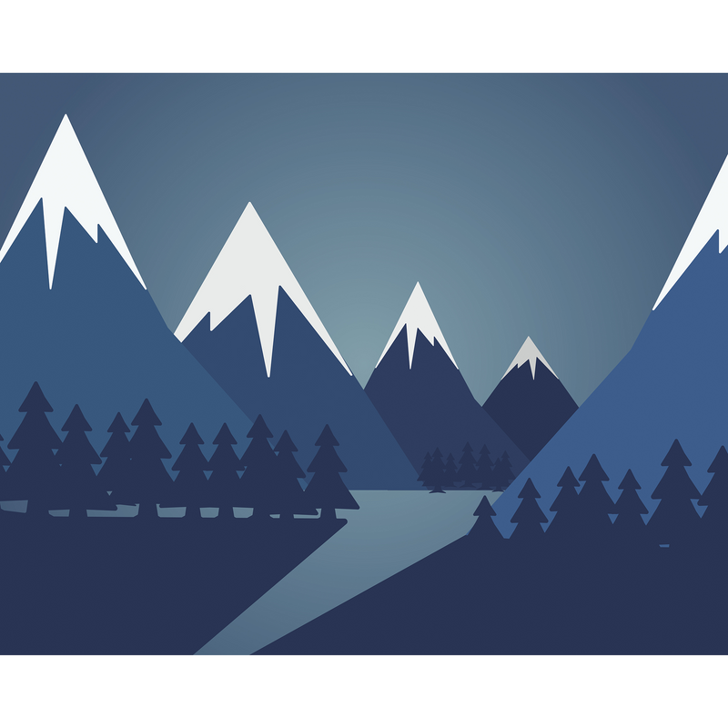 Snowy Mountain Valley Steel Blue Mural (Large) by Origin Murals