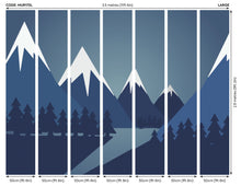 Snowy Mountain Valley Steel Blue Mural (Large) by Origin Murals