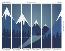 Snowy Mountain Valley Steel Blue Mural (Medium) by Origin Murals