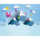 Origami Mountains Powder Blue Mural (Medium) by Origin Murals
