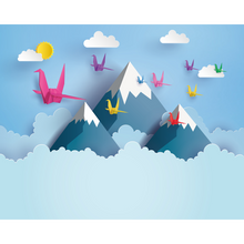 Origami Mountains Powder Blue Mural (Medium) by Origin Murals