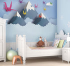 Origami Mountains Powder Blue Mural (Medium) by Origin Murals