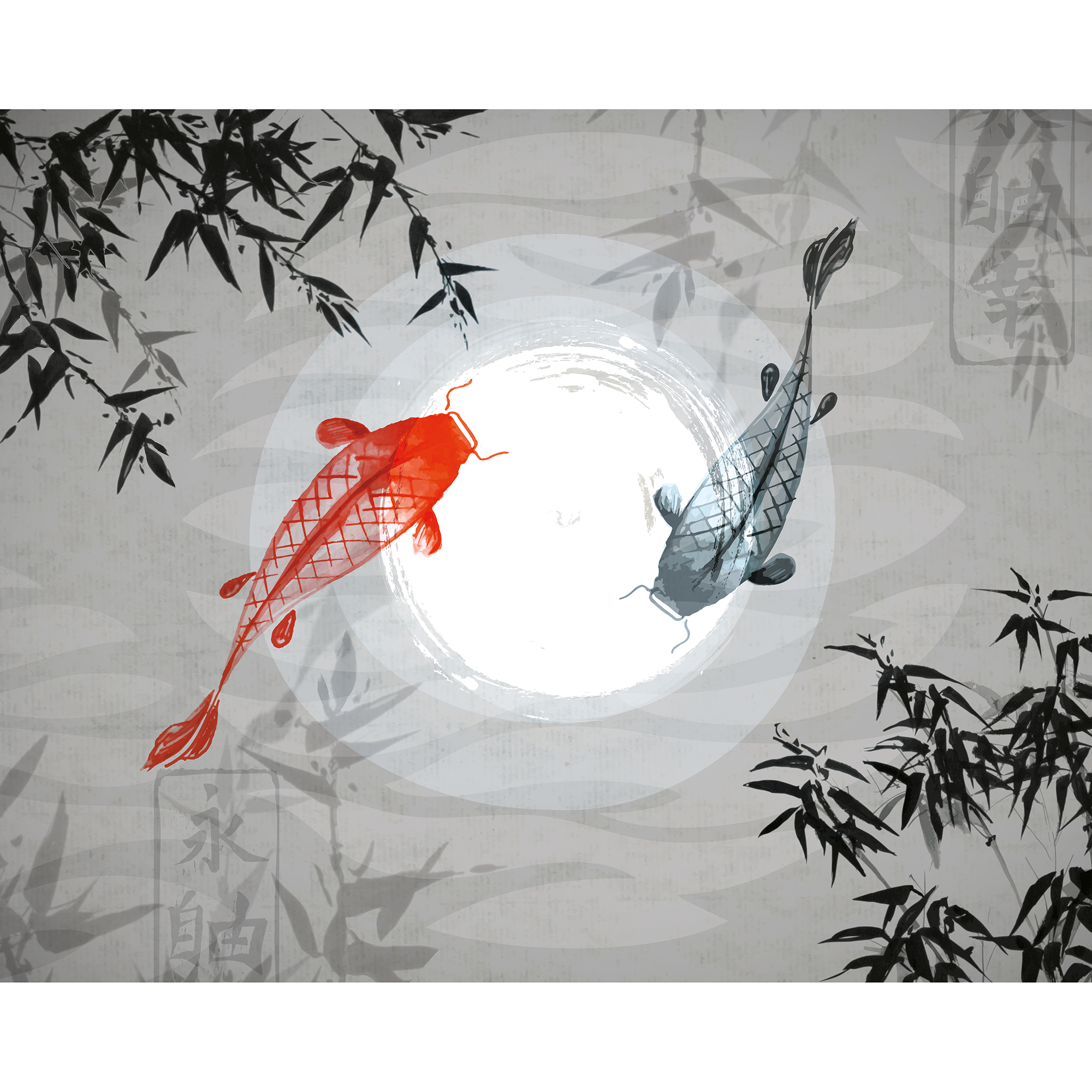 Watercolour Koi Graphite Mural (Large) by Origin Murals