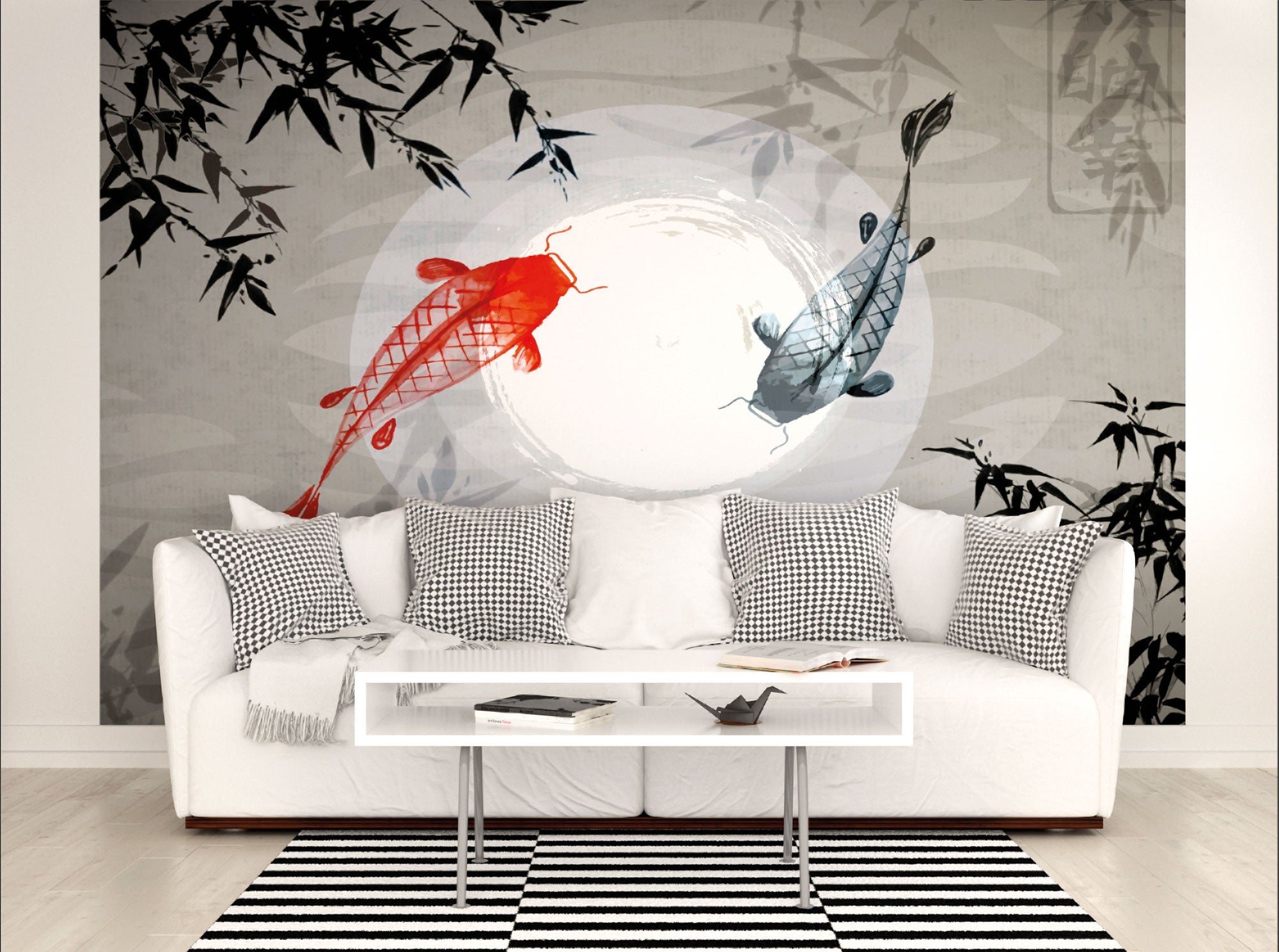 Watercolour Koi Graphite Mural (Large) by Origin Murals