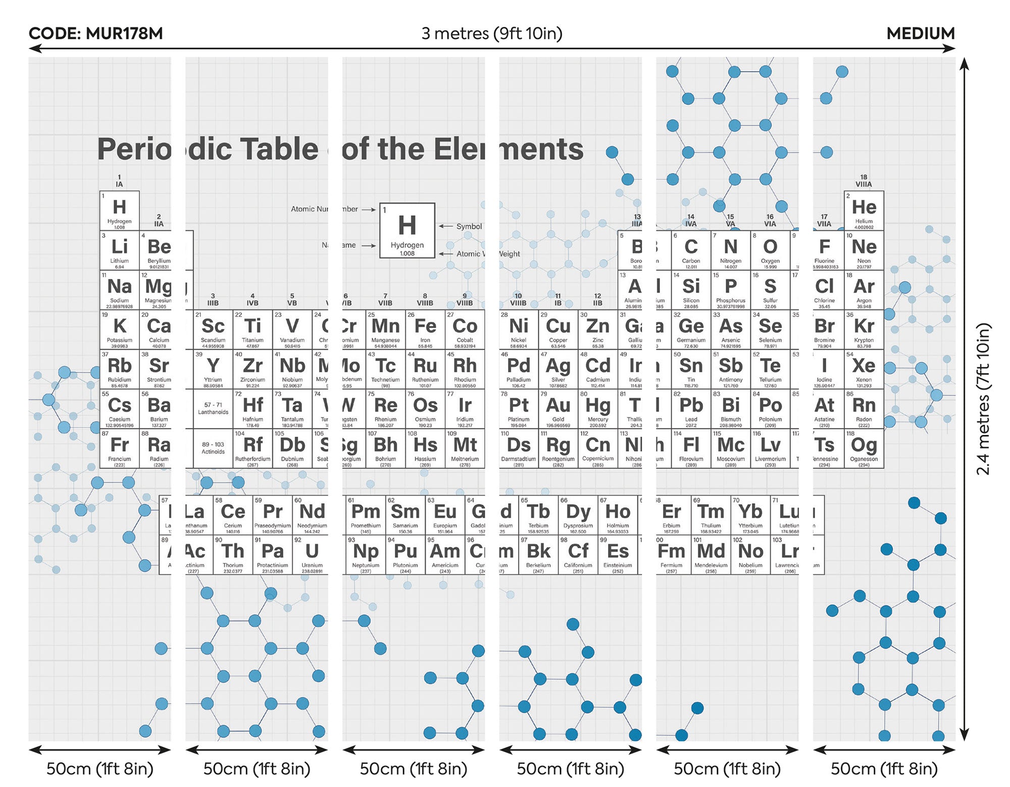 Periodic Table Grey Mural (Medium) by Origin Murals