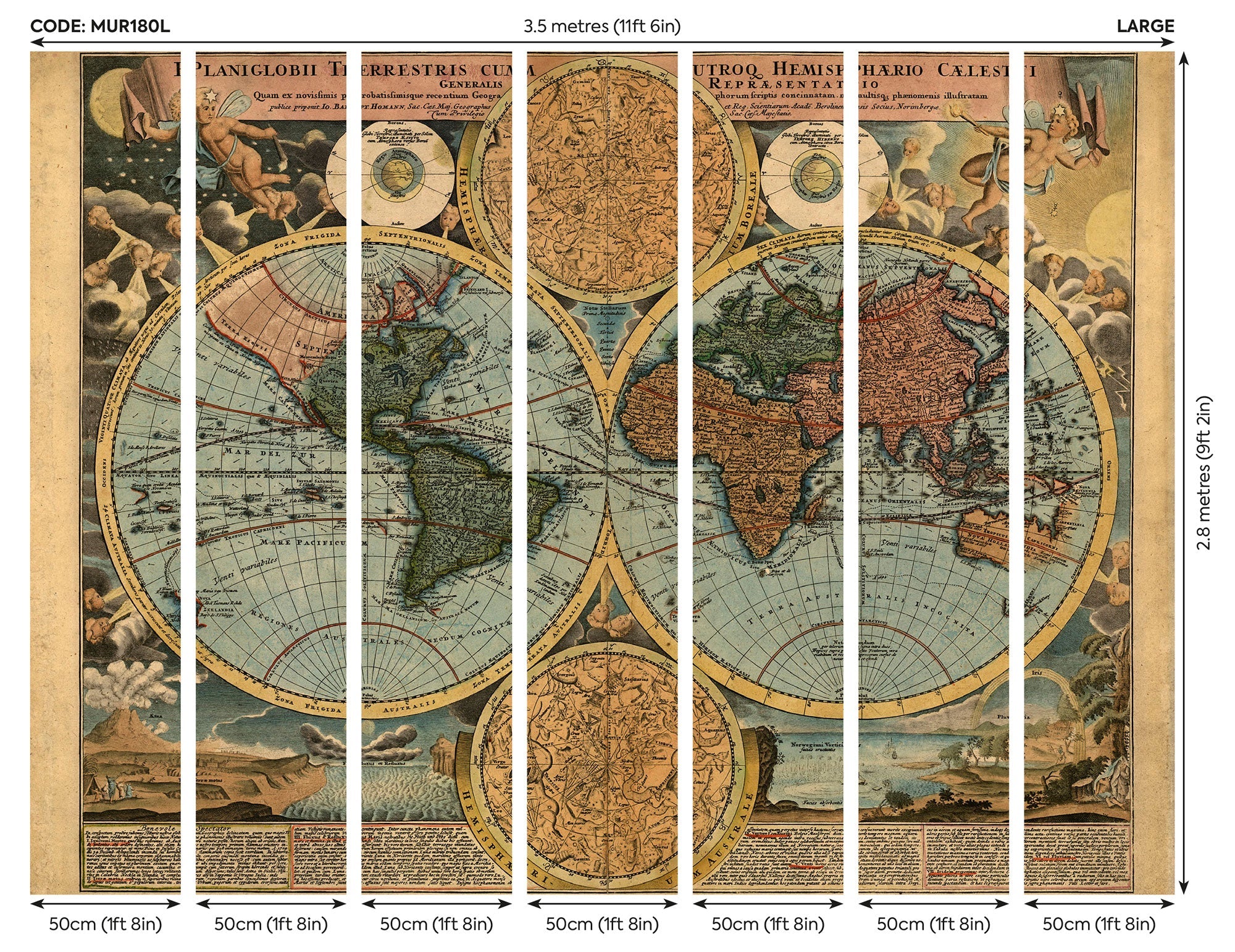 Vintage Map Antique Mural (Large) by Origin Murals