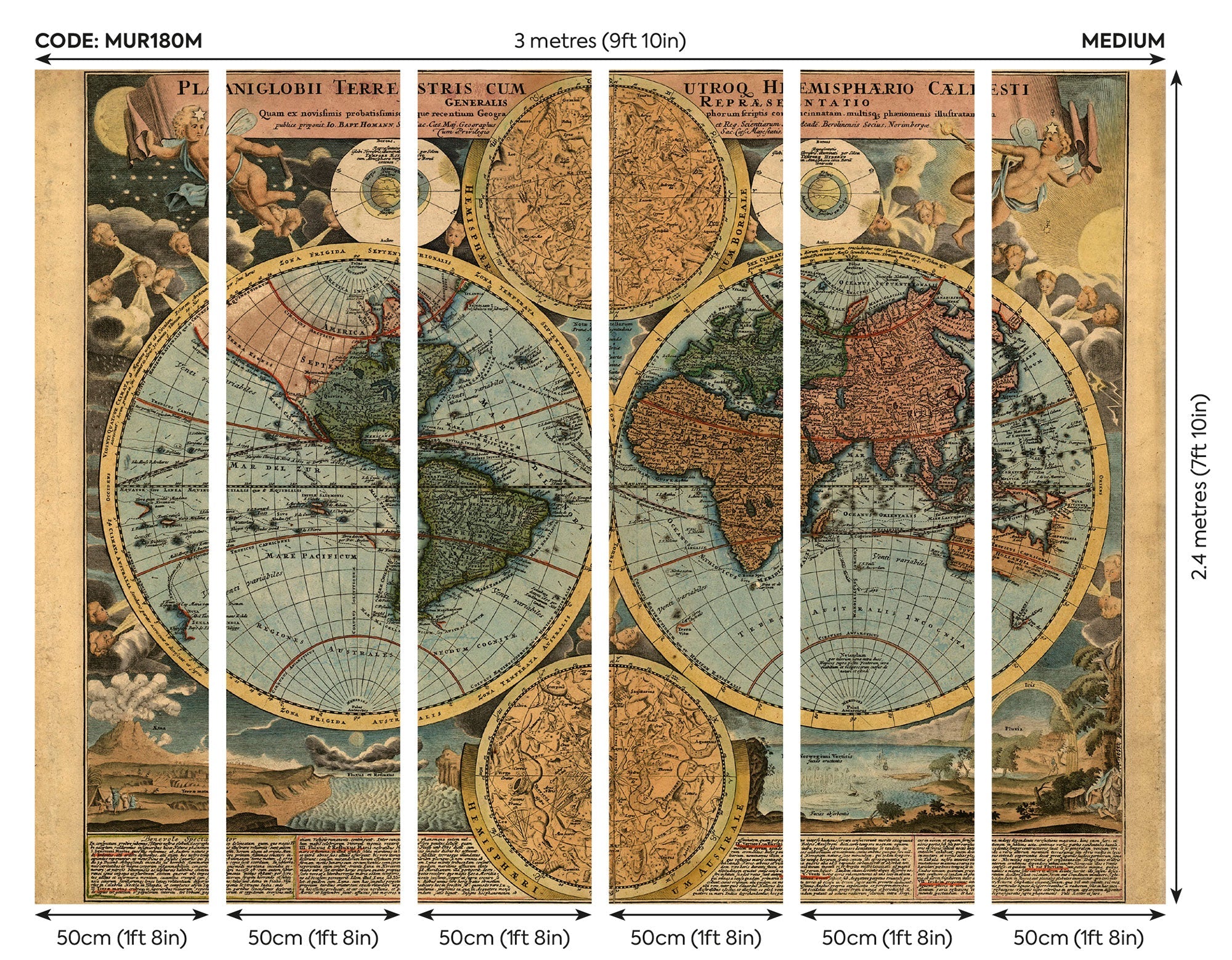Vintage Map Antique Mural (Medium) by Origin Murals