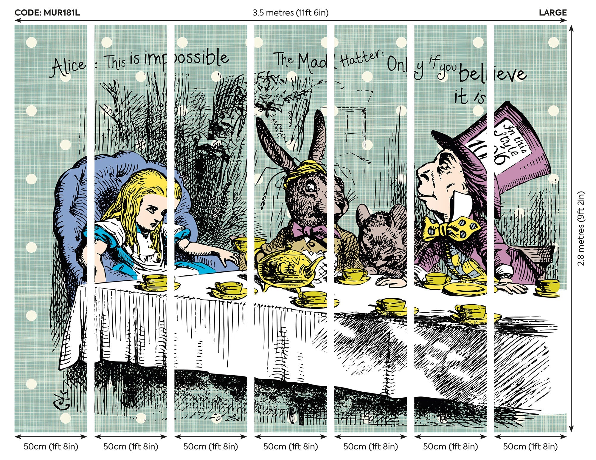 Tea Party Sage Mural (Large) by Origin Murals