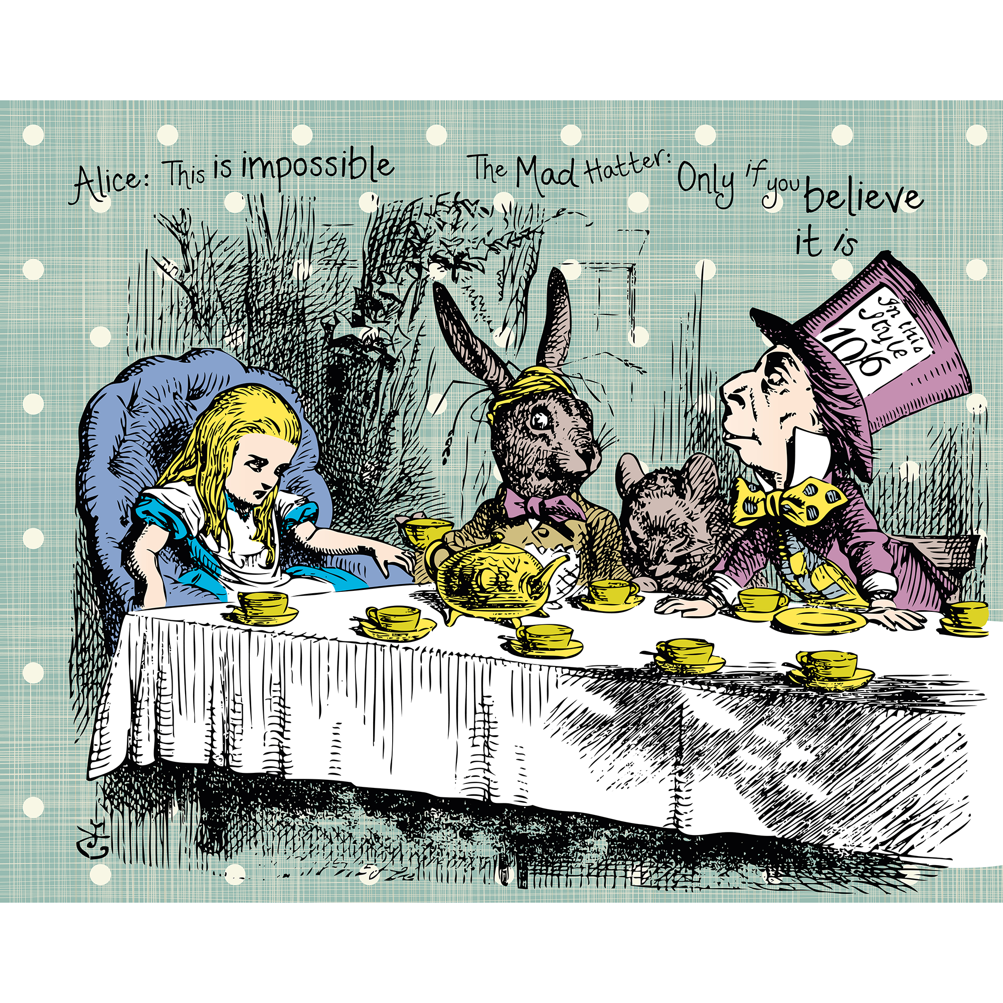 Tea Party Sage Mural (Medium) by Origin Murals