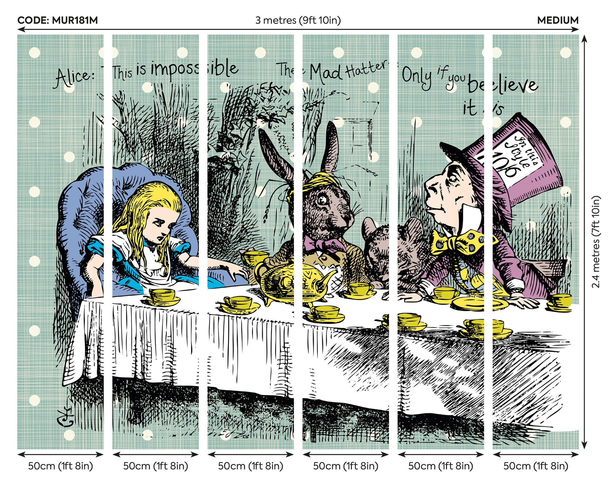 Tea Party Sage Mural (Medium) by Origin Murals