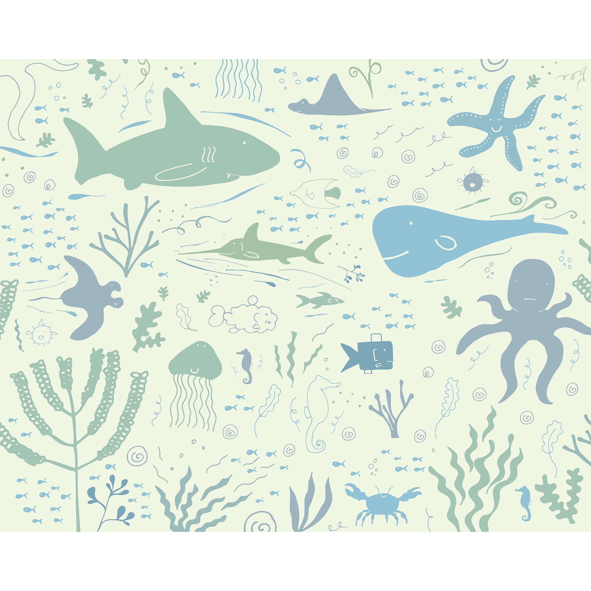 Underwater Adventures Seafoam Mural (Medium) by Origin Murals