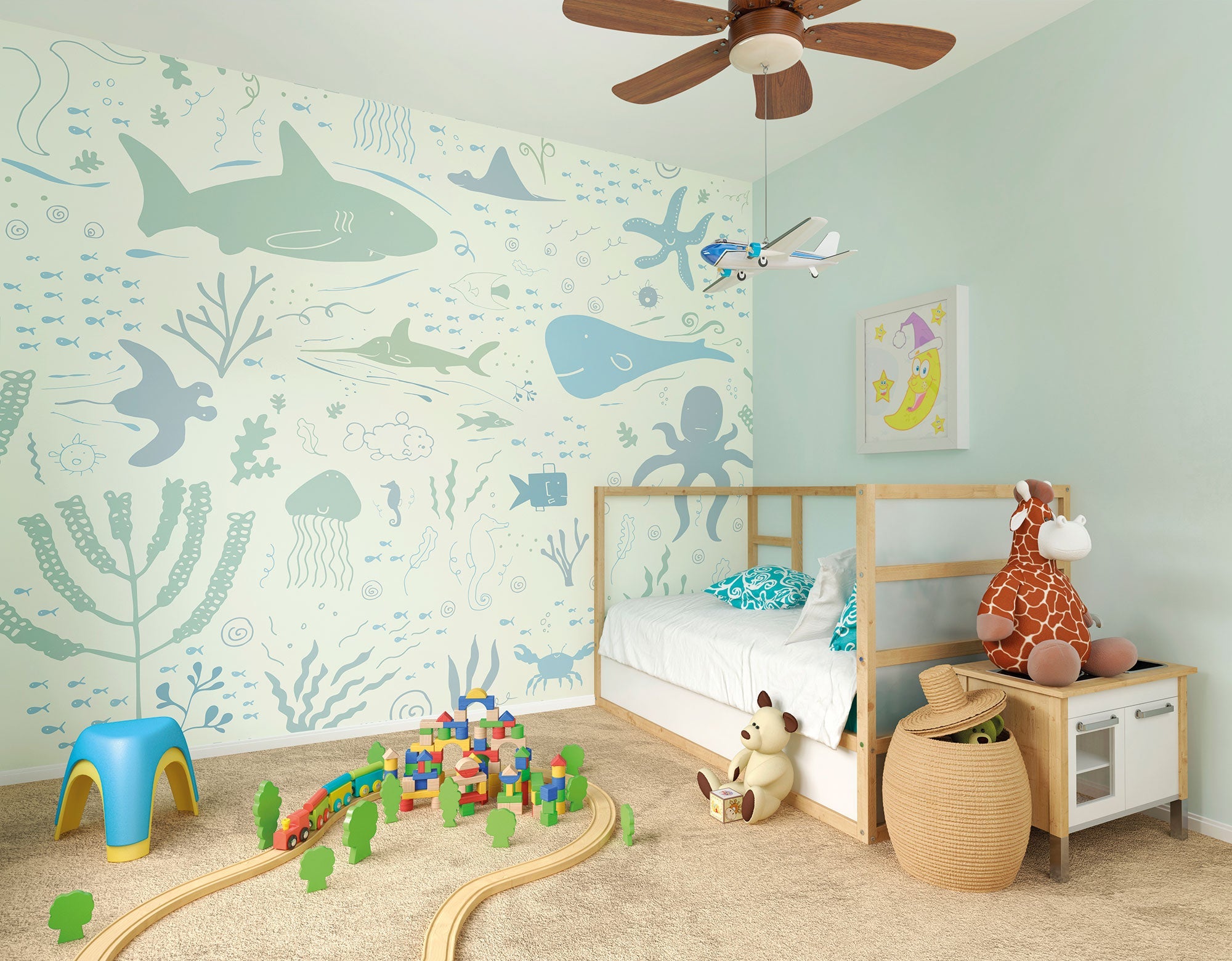 Underwater Adventures Seafoam Mural (Medium) by Origin Murals