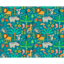 Jungle Animals Teal Mural (Large) by Origin Murals
