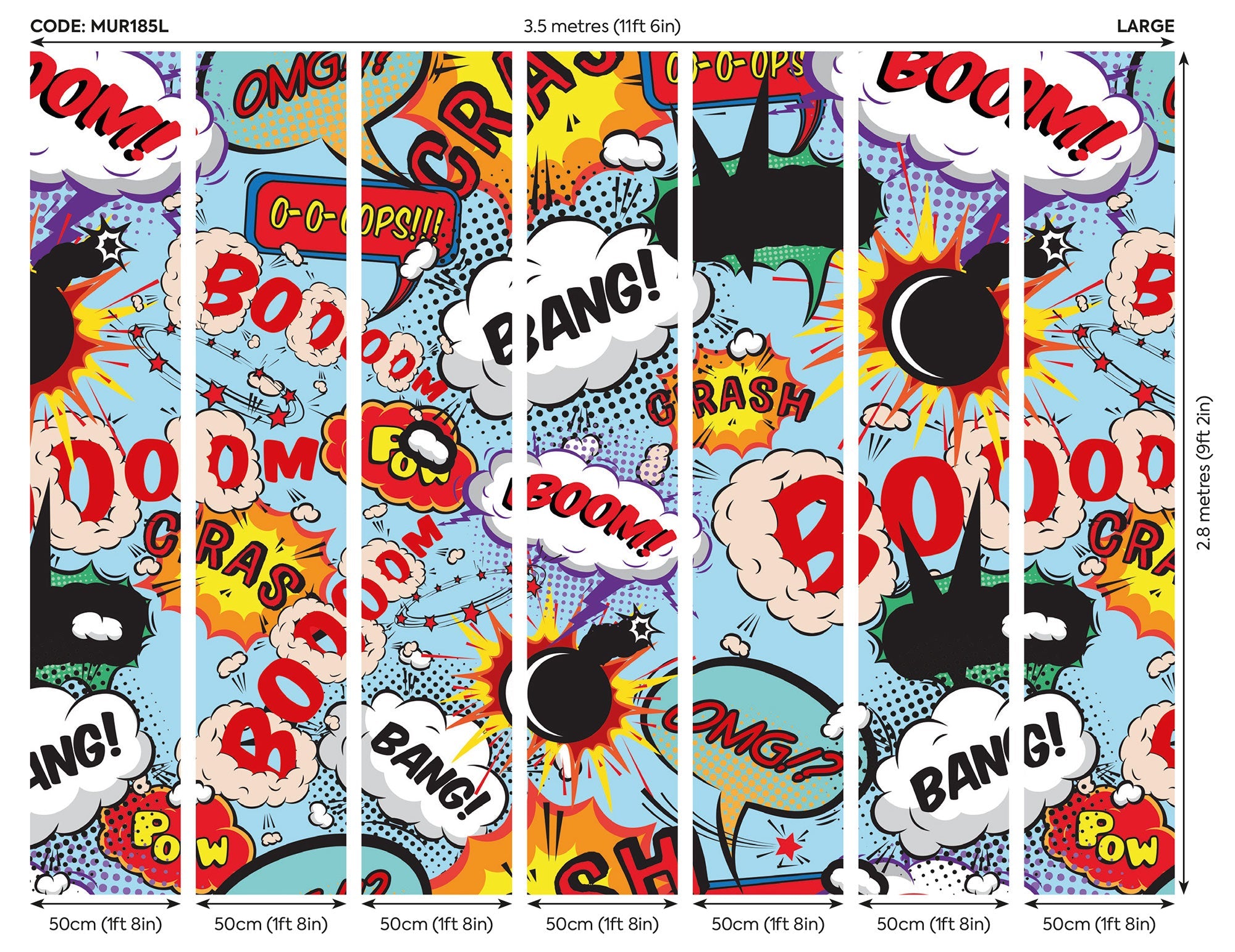 Comic Pop Multi Mural (Large) by Origin Murals