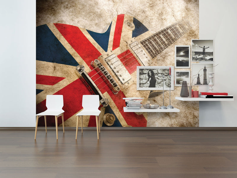 Rock Guitar Sepia Multi Mural (Medium) by Origin Murals