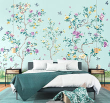 Oriental Flower Tree Blue Mural (Large) by Origin Murals
