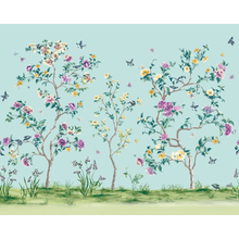 Oriental Flower Tree Blue Mural (Medium) by Origin Murals
