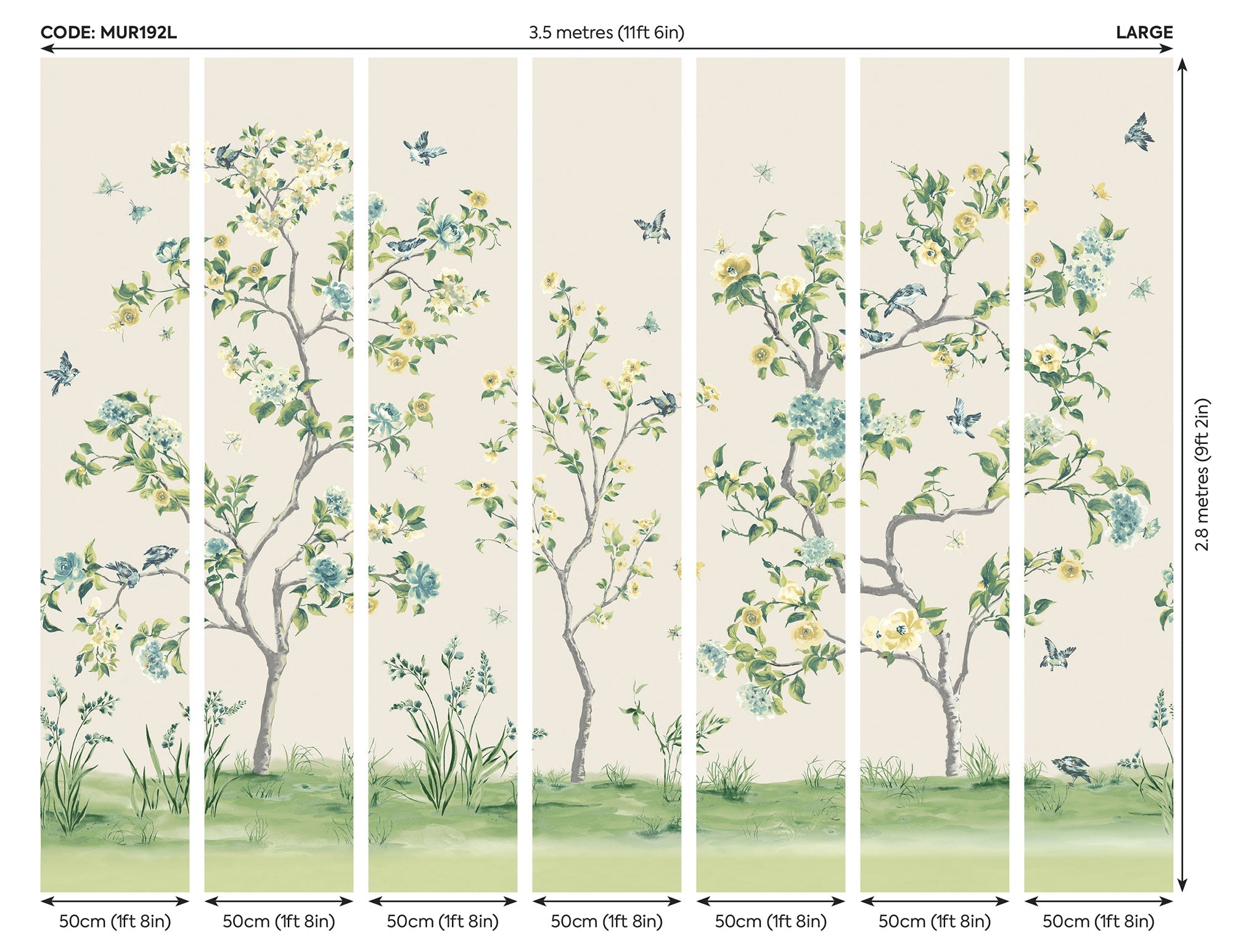 Oriental Flower Tree Natural Mural (Large) by Origin Murals