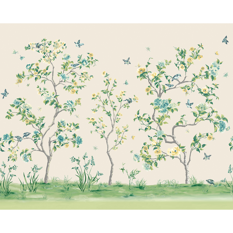 Oriental Flower Tree Natural Mural (Medium) by Origin Murals