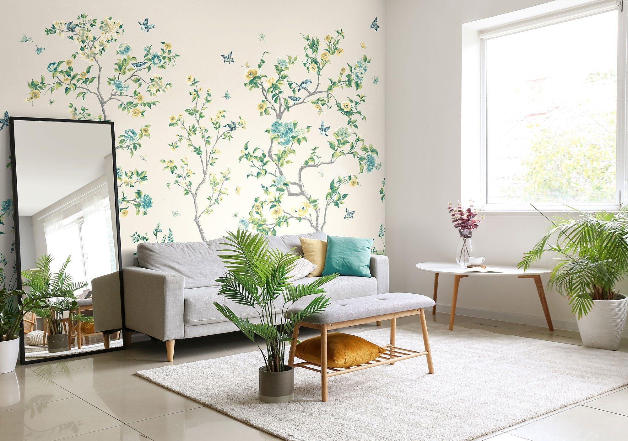 Oriental Flower Tree Natural Mural (Medium) by Origin Murals