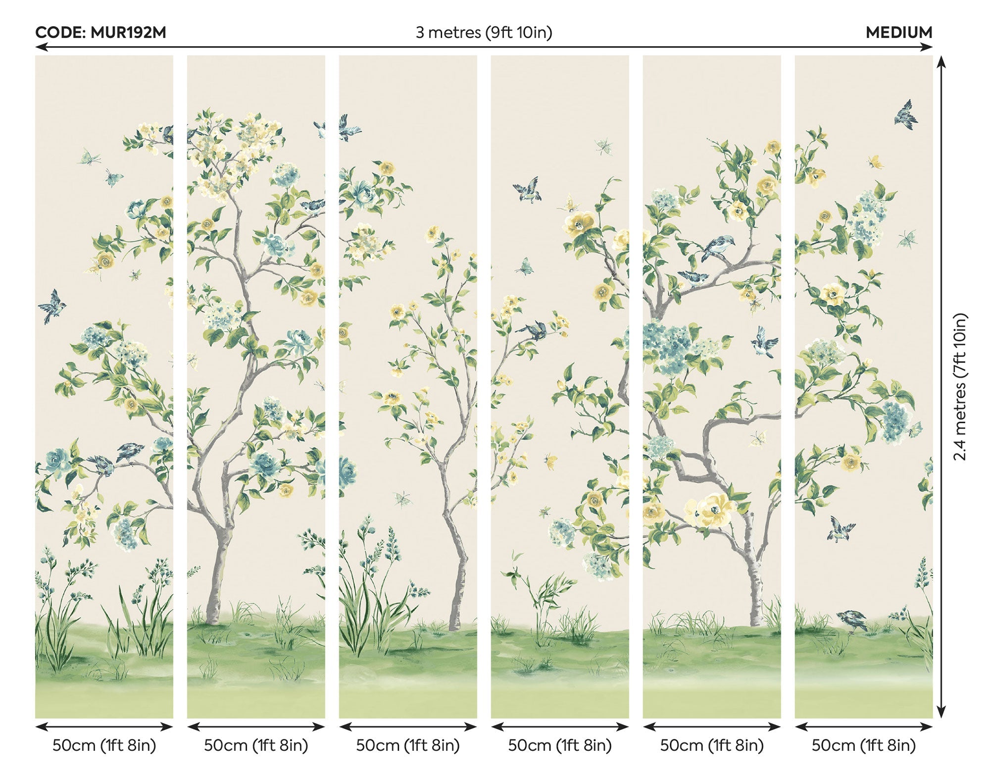 Oriental Flower Tree Natural Mural (Medium) by Origin Murals